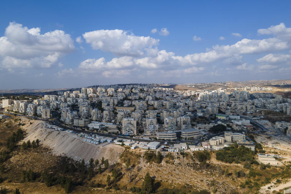 A view of the West Bank settlement of Modiin Ilit ,Thursday, Oct. 20, 2022. (AP Photo/Ariel Schalit)