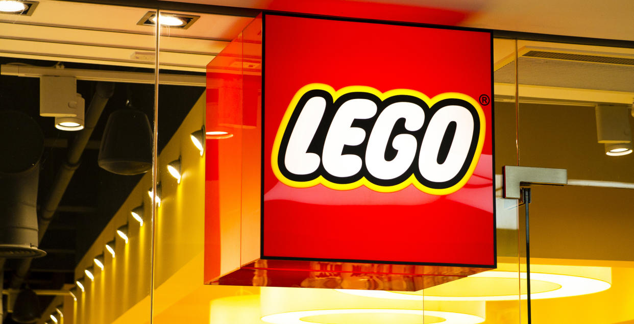 Photograph of the Lego shop window in the Trinity Shopping Centre, Leeds.