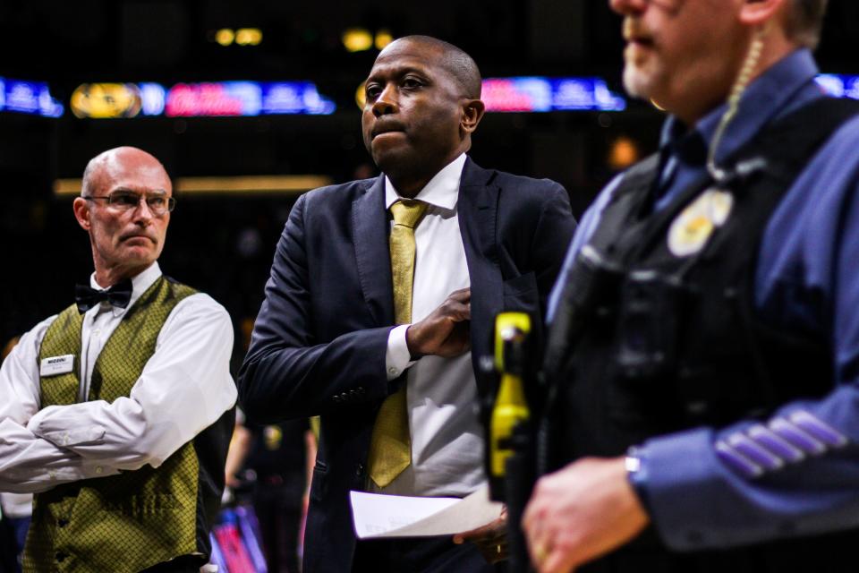 Missouri head coach Dennis Gates looks on during a college basketball game against Ole Miss at Mizzou Arena on Mar. 2, 2024, in Columbia, Mo.