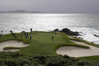 Kurt Kitayama follows his putt on the seventh green of the Pebble Beach Golf Links during the second round of the AT&T Pebble Beach Pro-Am golf tournament in Pebble Beach, Calif., Friday, Feb. 3, 2023. (AP Photo/Eric Risberg)