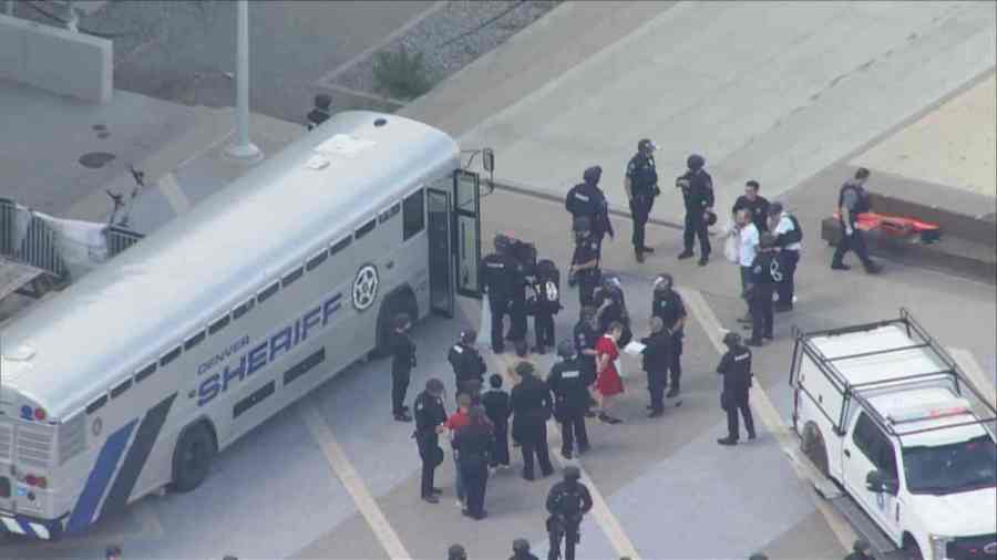 Police crews responded to an encampment at a pro-Palestine protest at the Auraria campus in Denver, Colorado, on April 26, 2024. (KDVR)