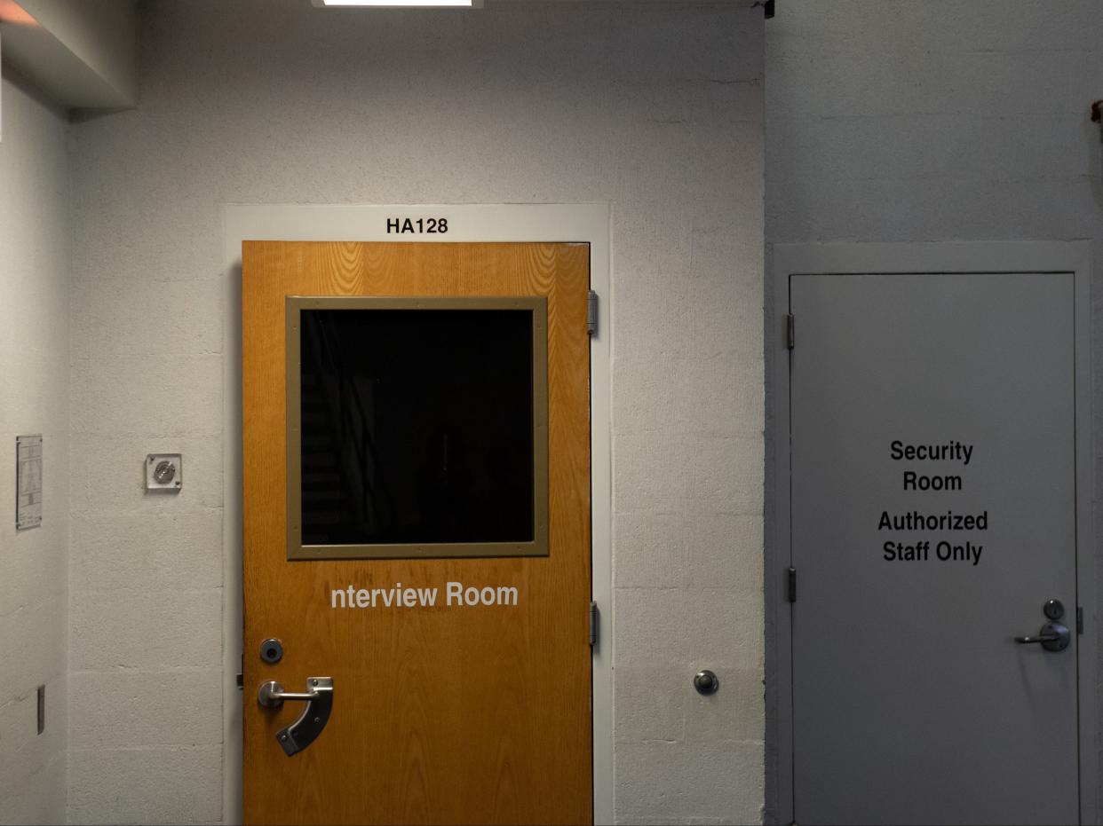 Pictured is an interview room in an ICE detention centre  (AFP via Getty Images)