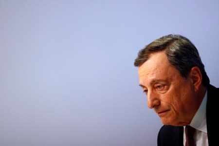 FILE PHOTO: Mario Draghi, President of the European Central Bank (ECB) holds a news conference on the outcome of the Governing Council meeting at the ECB headquarters in Frankfurt