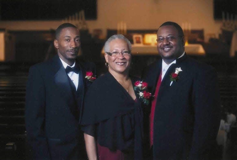 Ricardo Valdez, left, pictured with his mother Rhona Noel and brother Adrian Grant.