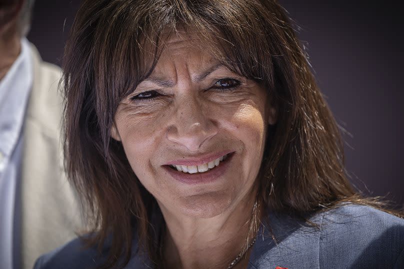 Paris's Socialist mayor Anne Hidalgo at the giant picnic on the Champs-Elysées.