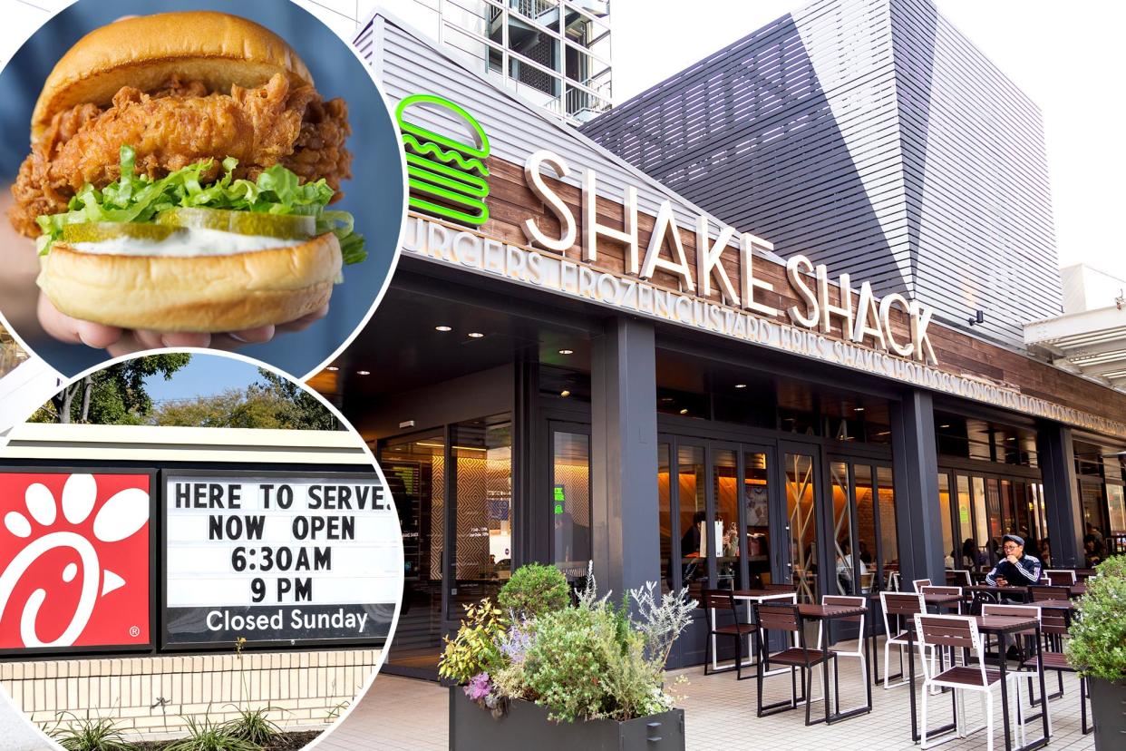 Shake Shack restaurant in Minato, Tokyo, Japan with a sign and a burger