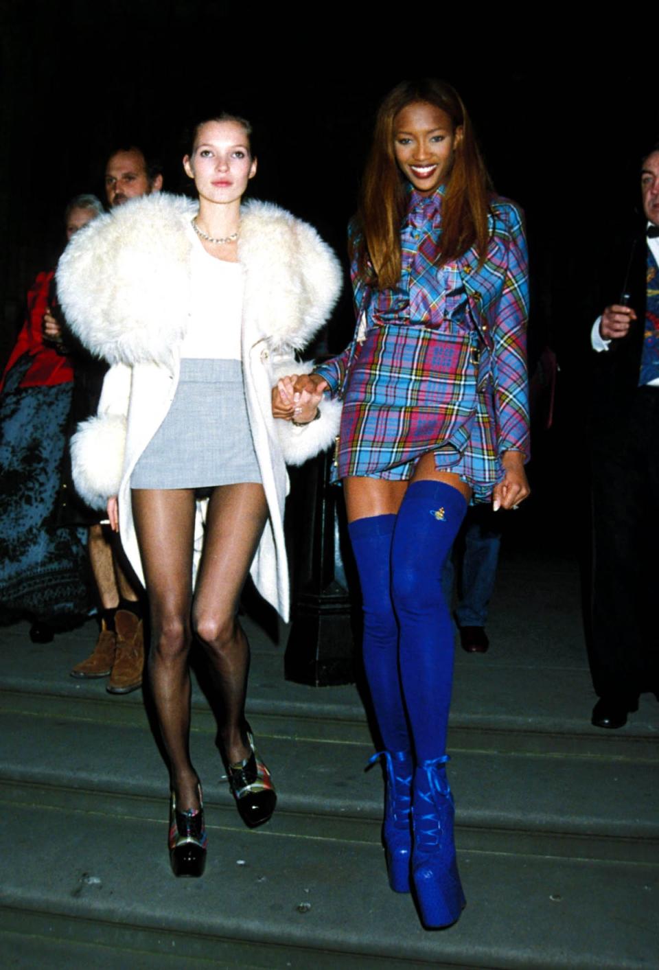 at the Designer of the Year Awards at the Natural History Museum with Naomi Campbell on  October 19, 1993 (Dave Benett)