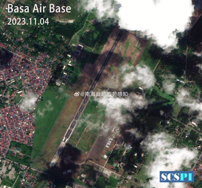 菲律賓首都馬尼拉大都會西北方巴薩空軍基地衛星空照圖。為美菲EDCA整建完工首例。   圖：翻攝「微博」南海戰略態勢感知