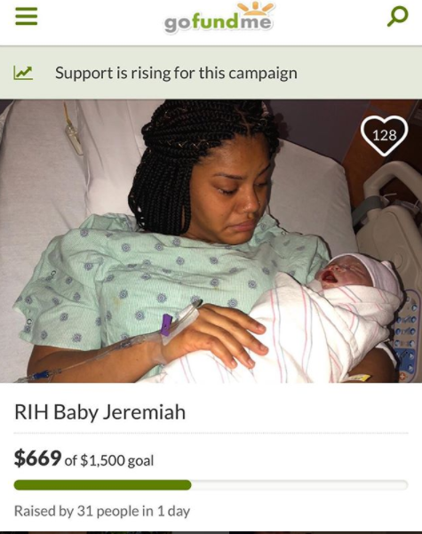 Yasmine's friends set up a GoFundMe page to help her with costs for Jeremiah's funeral. Photo: Instagram/kawaii.child_