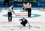 Curling - Pyeongchang 2018 Winter Olympics - Women's Final - Sweden v South Korea - Gangneung Curling Center - Gangneung, South Korea - February 25, 2018 - Agnes Knochenhauer of Sweden competes. REUTERS/Cathal McNaughton