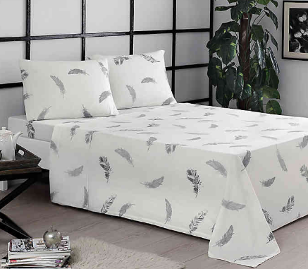 Brielle Feathers Twin/Twin XL Sheet Set in Grey