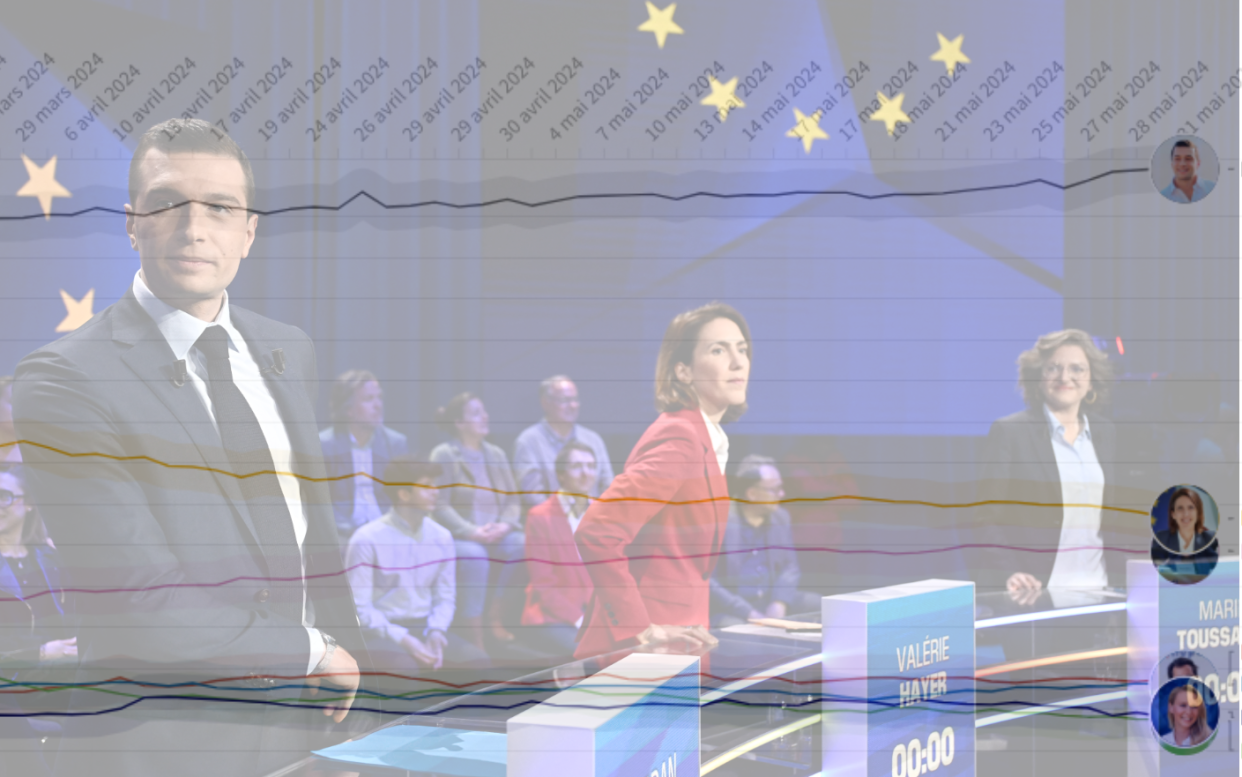 Les têtes de liste aux élections européennes photographiées lors du débat sur BFMTV (Illustration)