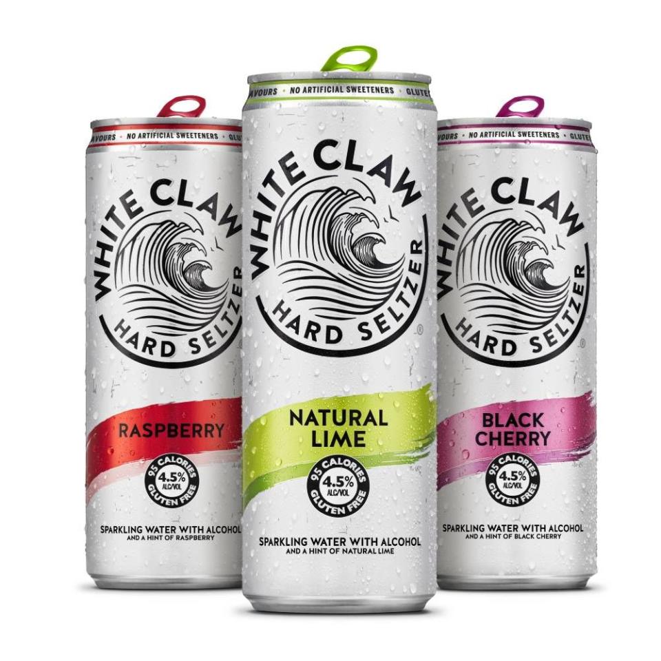 <p>White Claw Hard Seltzer is a cult drink in the US, and comes in three flavours: Natural Lime, Black Cherry and Raspberry. Made using a blend of sparkling water, a gluten free alcohol base and a hint of natural fruit flavour, a can of White Claw is only 95 calories and is 4.5% ABV.<br></p>