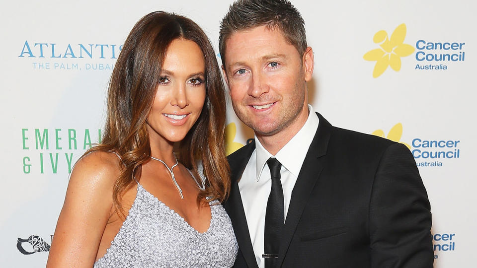 Kyly and Michael Clarke, pictured here at the Cancer Council Australia's Emeralds & Ivy Gala Ball in 2015.