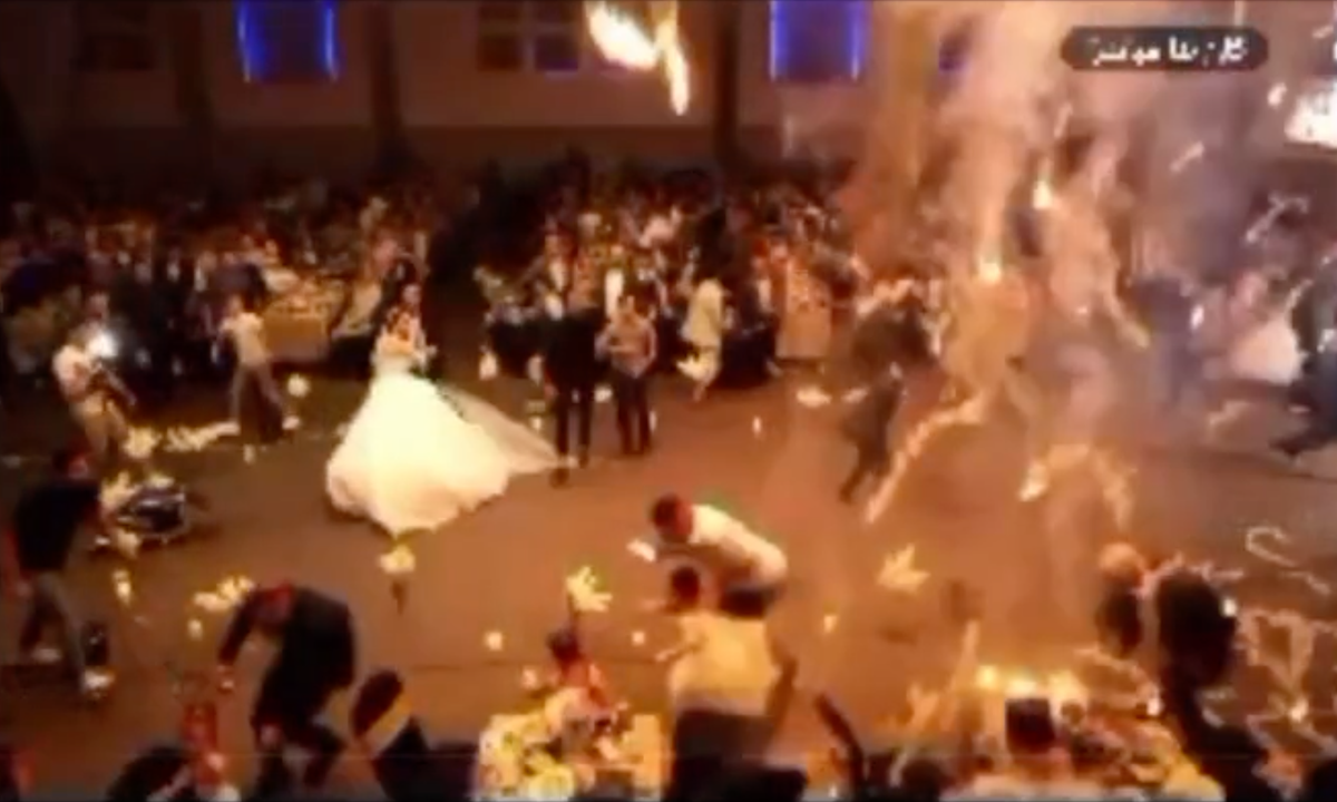 There are conflicting reports about whether the bride and groom are among the survivors (screengrab)