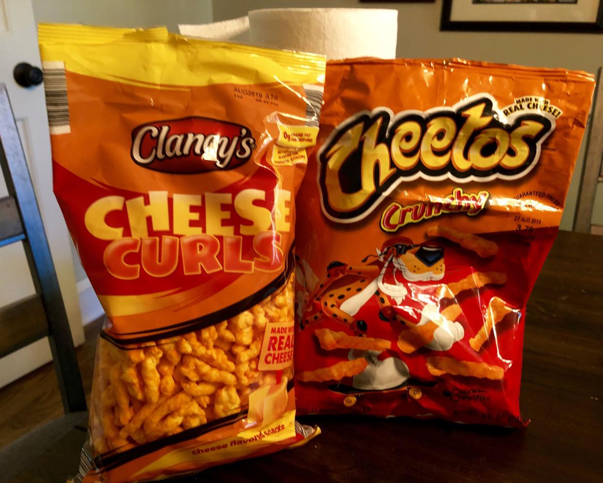 bags of cheetos and aldi brand cheese curls