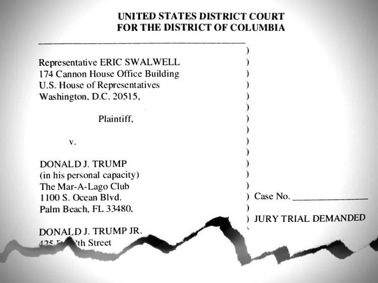 California Rep. Eric Swalwell (D-Dublin) has filed a lawsuit against the former president