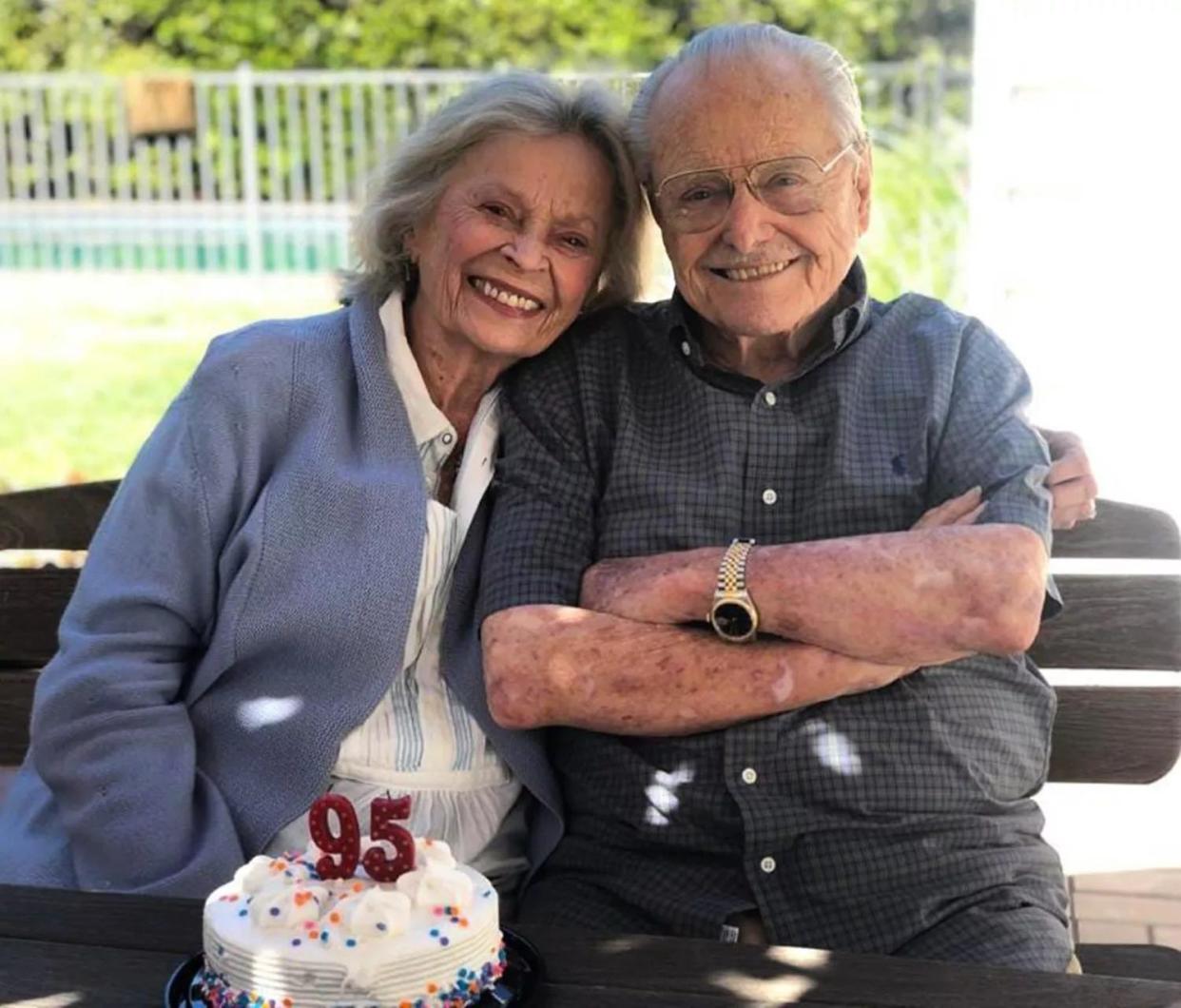 Actors Bonnie Bartlett Daniels and William Daniels on his 95th birthday in 2022.