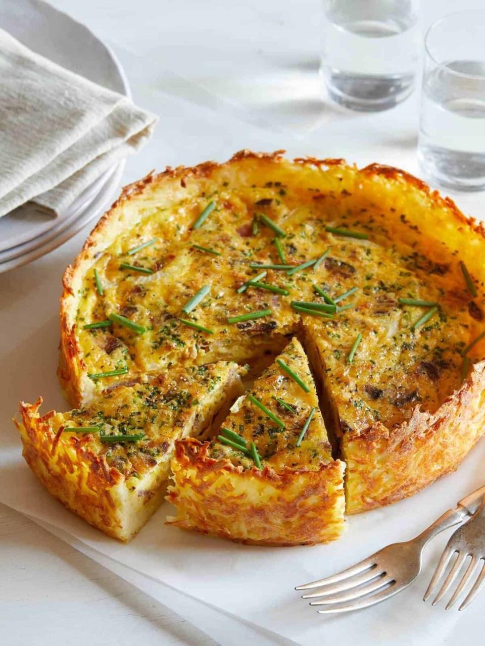 quiche recipes hash brown crust bacon and cheddar quiche