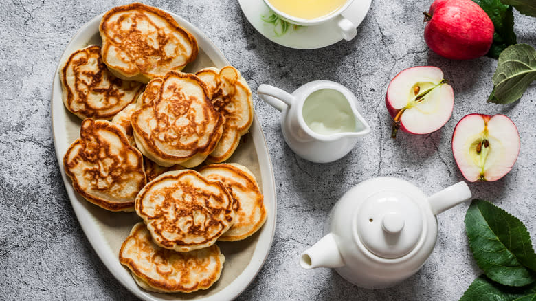 Apple pancakes on plate
