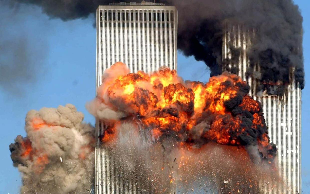 Hijacked United Airlines Flight 175 from Boston crashes into the south tower of the World Trade Center and explodes at 9:03 a.m. on September 11 - Getty