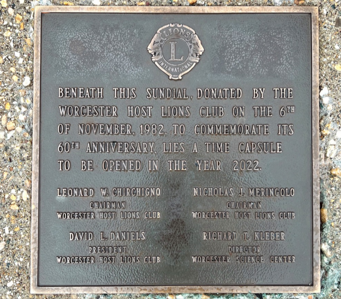 This plaque was installed at the EcoTarium 40 years ago.