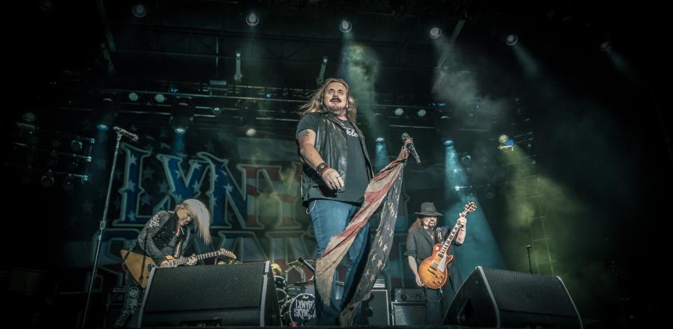 Damon Johnson, Johnny Van Zant and Rickey Medlocke, of Lynyrd Skynyrd.