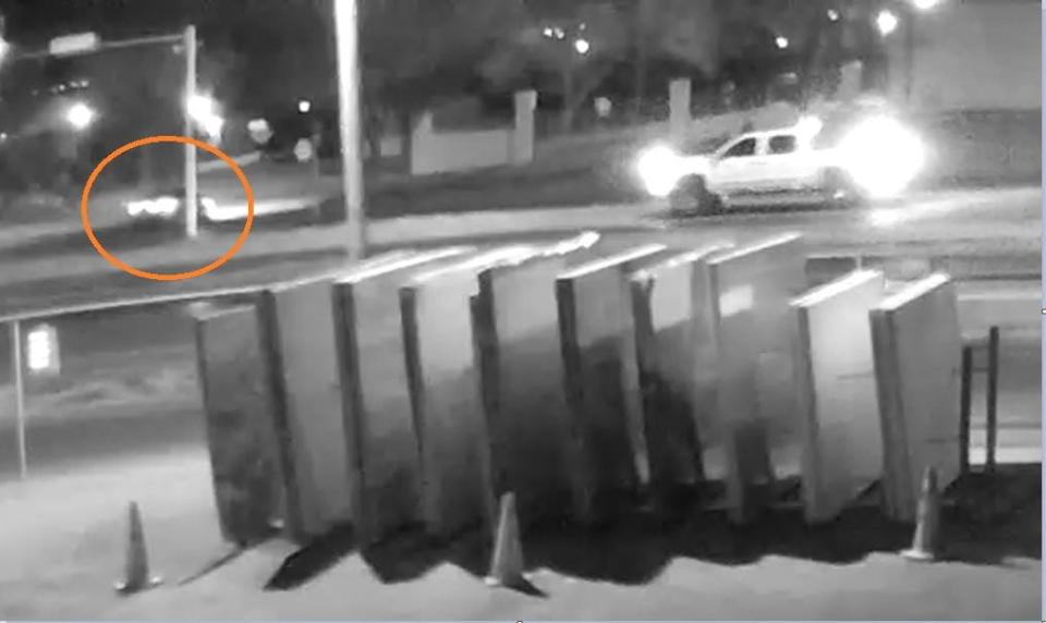 Police are looking for any information related to the suspect vehicle (circled in orange) or a potential witness vehicle (the white truck on the right) in an early Sunday shooting incident at the intersection of Amarillo Boulevard West and McMasters. The victim vehicle is not pictured in the photo, but is across the intersection from the white truck shown in the photo, police said.