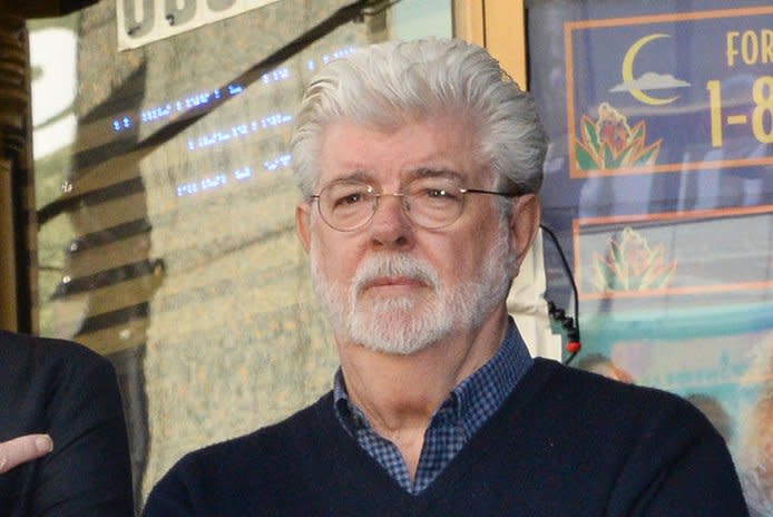 George Lucas attends an unveiling ceremony honoring Mark Hamill with the 2,630th star on the Hollywood Walk of Fame in Los Angeles on March 8, 2018. Lucas turns 80 on May 14. File Photo by Jim Ruymen/UPI