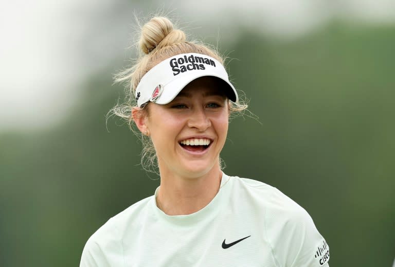 World number one Nelly Korda has a laugh during practice for the LPGA's Chevron Championship, first women's major of the year (ANDY LYONS)