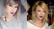 <p>April Gloria (à gauche sur la photo) et la chanteuse Taylor Swift auraient pu être sœurs jumelles tant elles se ressemblent.<br>Crédit photo : Getty Images </p>