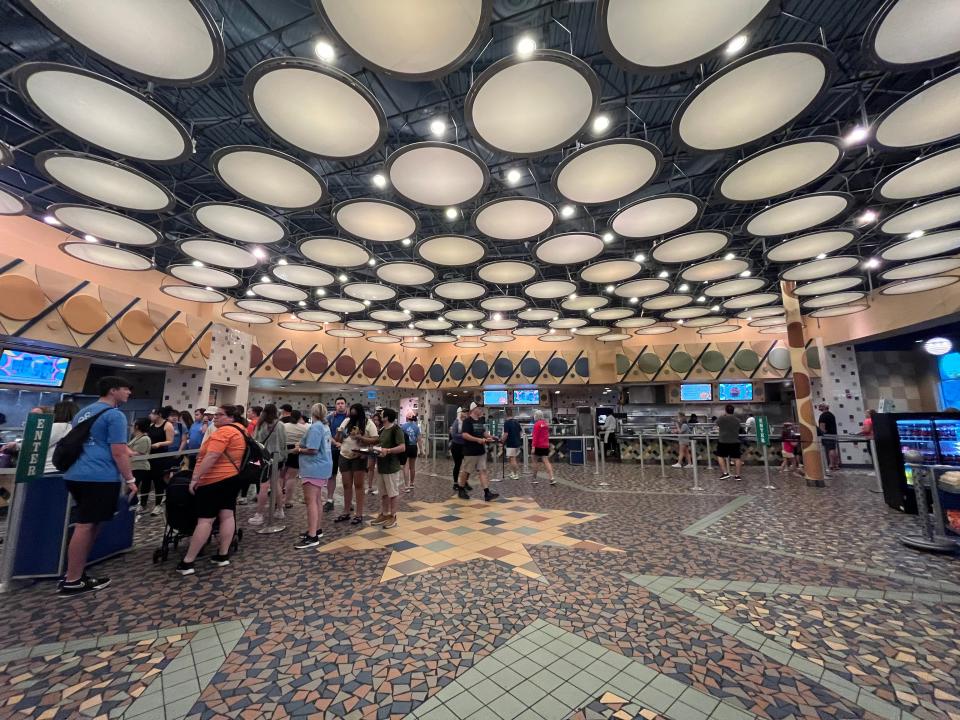 food hall in the lobby of pop century resort at disney world