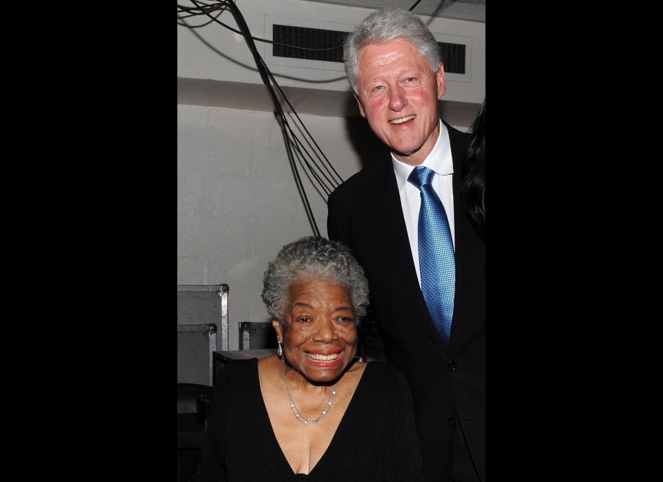 Dr. Maya Angelou and former U.S. President Bill Clinton attend the 2009 Women of the Year hosted by Glamour Magazine in New York City. 
