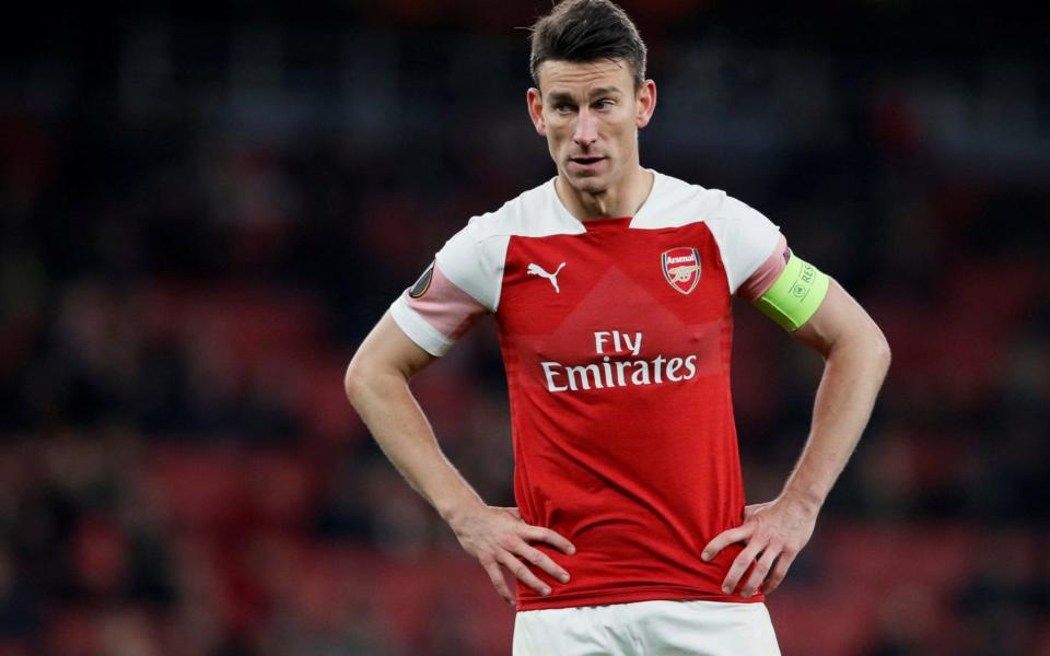Arsenal's Laurent Koscielny made his first appearance since May in the Europa League on Thursday  - REUTERS