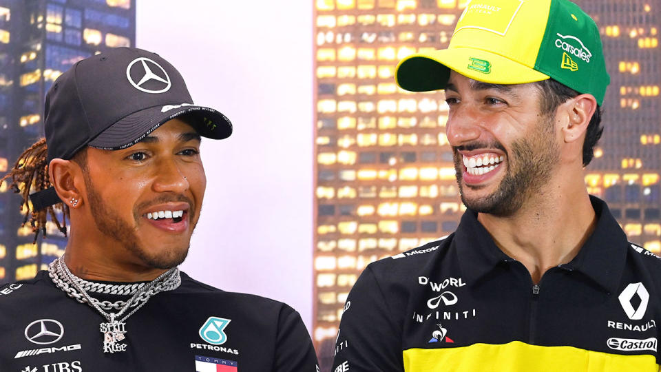 Seen here, reigning F1 champ Lewis Hamilton and Renault's Daniel Ricciardo.