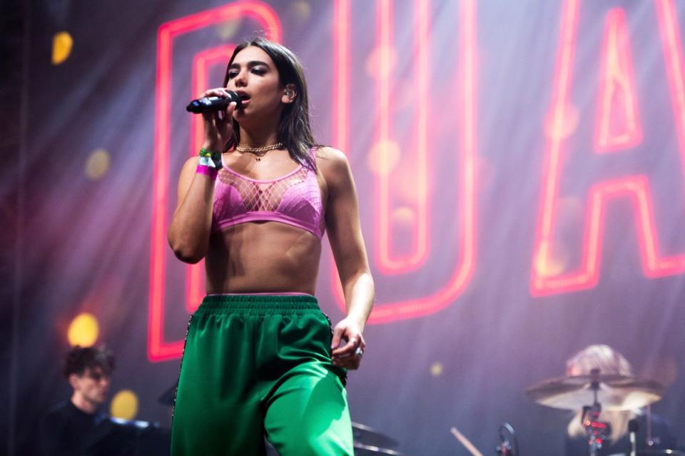 Dua Lipa performing at her first Glastonbury in 2017 (Getty Images)