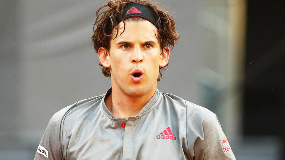 Dominic Thiem (pictured) looking worried during a tennis match.