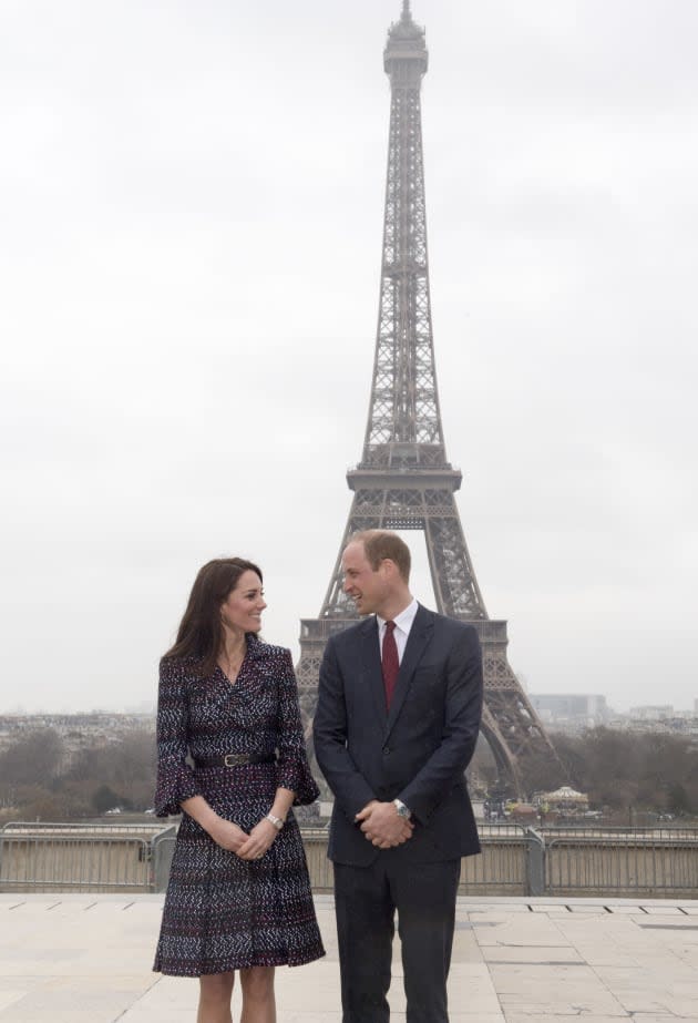 Je t'aime! Prince William and Duchess Kate blend business and romance ...