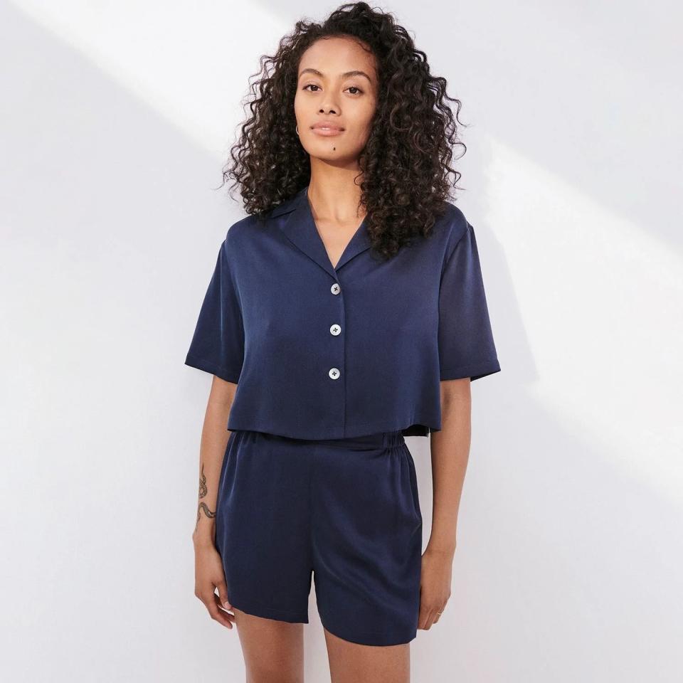 Lunya Washable Silk Button Up Short Set