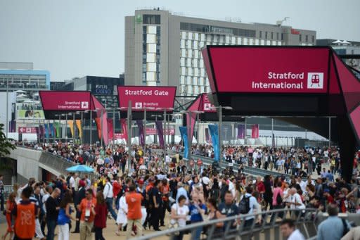 Spectators arrive at Stratford station to reach the Olympic Park prior the opening ceremony of the London 2012 Olympic Games