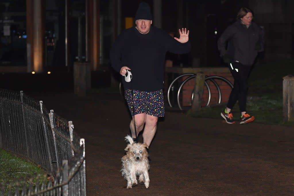 Boris Johnson jogging through London earlier (Jeremy Selwyn)