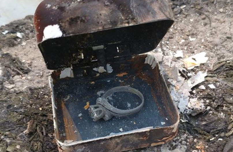 After a California fire, a man discovered a family heirloom among the ashes of his home. (Photo: Jerry Ogle via Facebook)