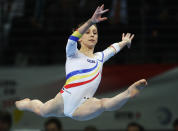 Diana Chelaru, 18, of Romania performs on the floor during the European Championships Artistic Gymnastics Women's Apparatus Finals at Max-Schmeling Hall on April 10, 2011 in Berlin, Germany. (Joern Pollex/Bongarts/Getty Images)