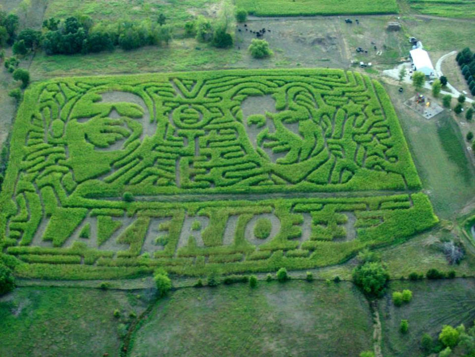 Obama and Romney corn maze at Iowa's Pumpkin Ranch