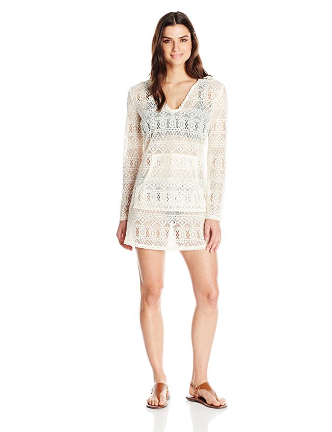 Coastal Blue Crochet Hooded Cover Up