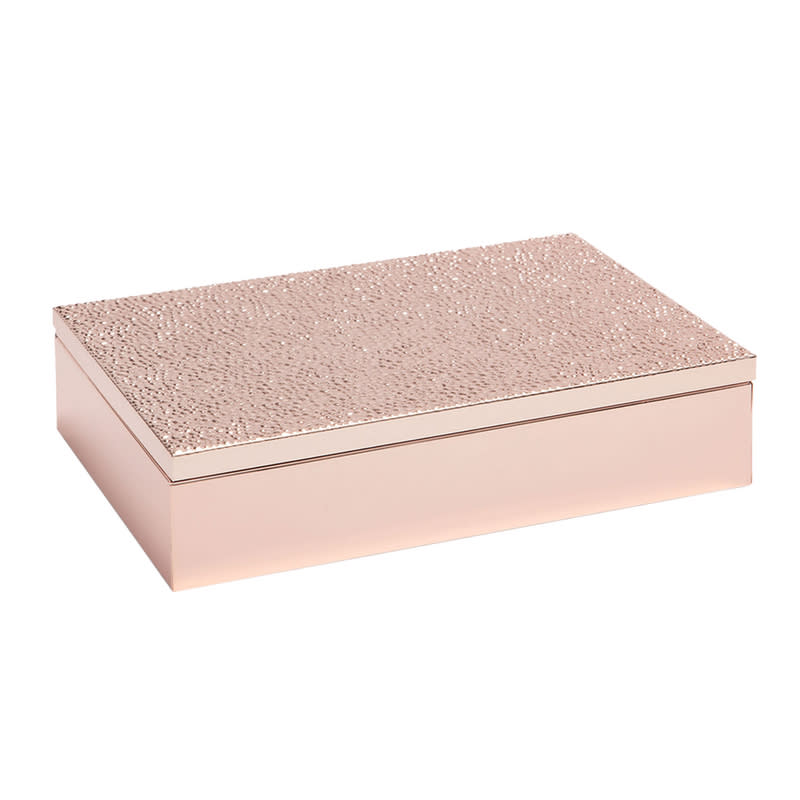 <a rel="nofollow noopener" href="https://www.zarahome.com/us/pink-metallic-box-with-raised-dots/pink-metallic-box-with-raised-dots-c0p300029955.html" target="_blank" data-ylk="slk:Pink Metallic Box With Raised Dots, Zara Home, $50;elm:context_link;itc:0;sec:content-canvas" class="link ">Pink Metallic Box With Raised Dots, Zara Home, $50</a>