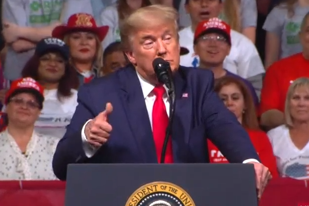 Donald Trump gives thumbs up as supporters chant 'Lock her up!' about Hillary Clinton: C-Span