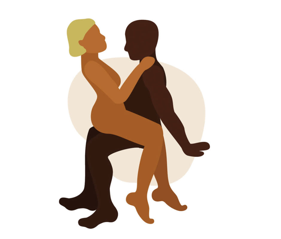 <p>Illustration by Katie Buckleitner </p>How to Do It<p>The penetrative partner sits on the edge of a bed or on a chair with no arms. The vulva-owner sits on their lap and guides penetration. The receiver can press their feet into the floor for leverage and support and hold onto the back of the chair or the bed's headrest as they grind against their partner. Note: The vulva-owner can also reverse their positioning so they face away from the giver. </p>Why It Works<p>By having the vulva-owner sit on the penetrative partner's lap, they control the depth and speed of penetration, and the amount of bouncing and grinding, shares Searah Deysach, sex educator and owner of sex shop<a href="http://www.early2bed.com/" rel="nofollow noopener" target="_blank" data-ylk="slk:Early to Bed;elm:context_link;itc:0;sec:content-canvas" class="link "> Early to Bed</a>. “It also allows access to the clitoris, so they can stimulate it themself or their partner can do it." </p>Pro Tip<p>"Try this across from a mirror for a great show,” Deysach recommends. To spice things up, bind the penetrative partner's hands together with a tie or the belt from a bath robe to tease them.</p>