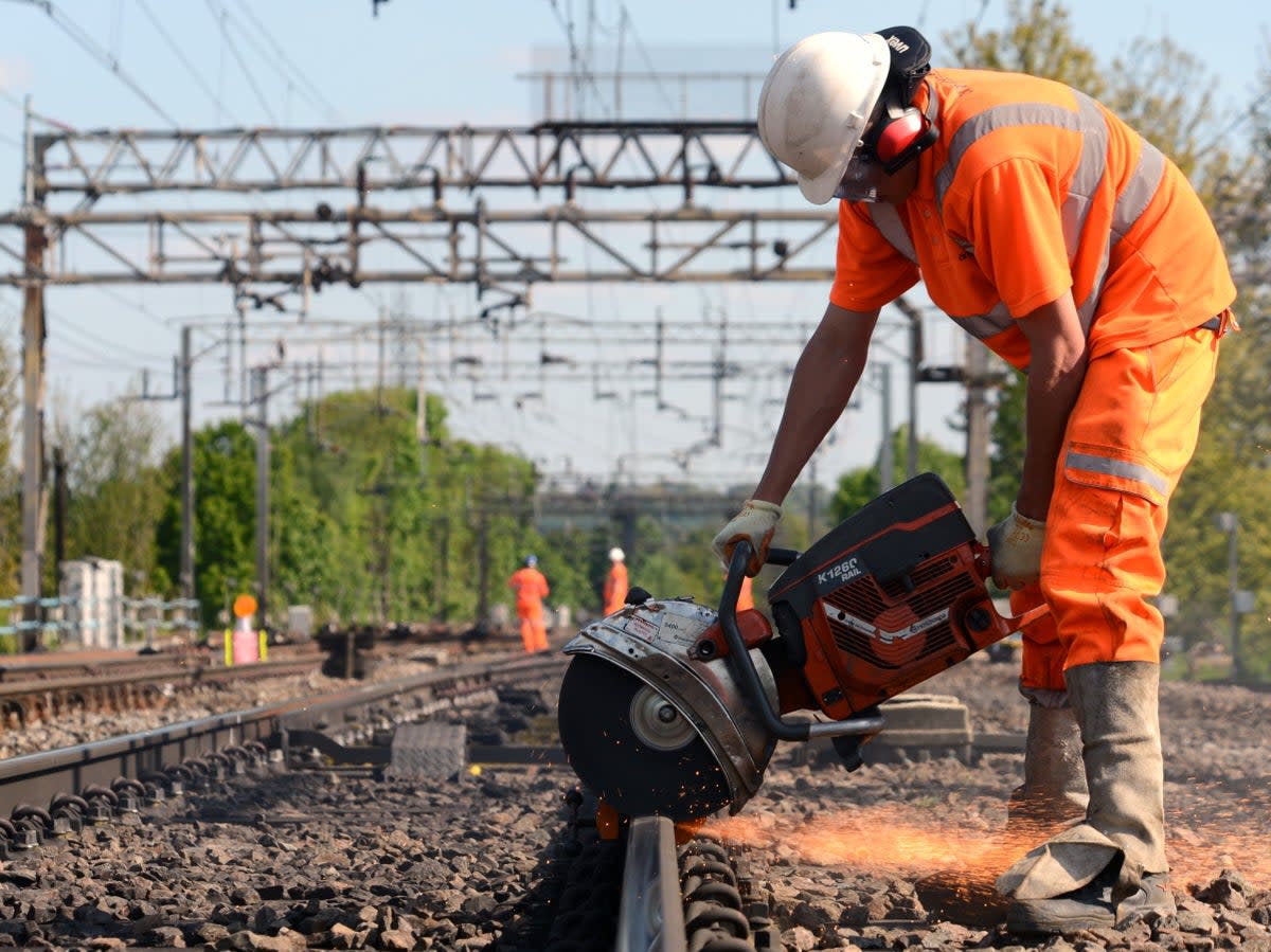 Line closure: Network Rail engineers working on the West Coast main line near Watford (Simon Calder)