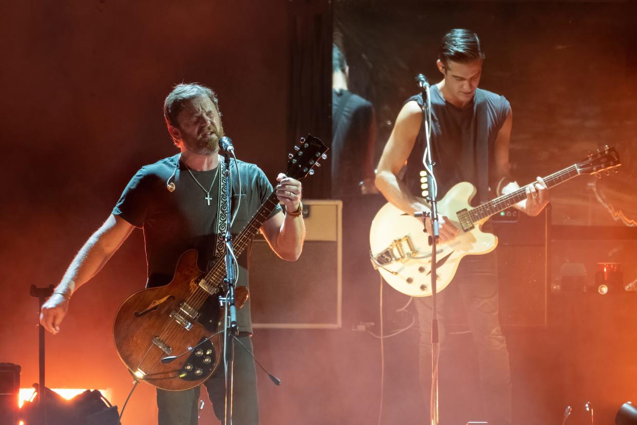 Caleb Followill of Kings of Leon performs at the Germania Insurance Amphitheater on September 15, 2021 in Austin, Texas.